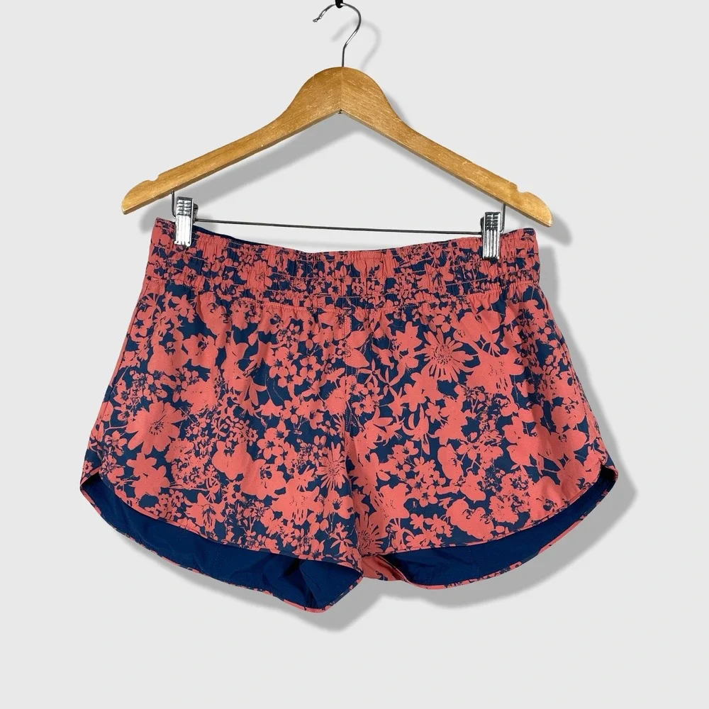 Lululemon Choose a Side Short Women 10 Blue Floral Athletic Running Activewear‎